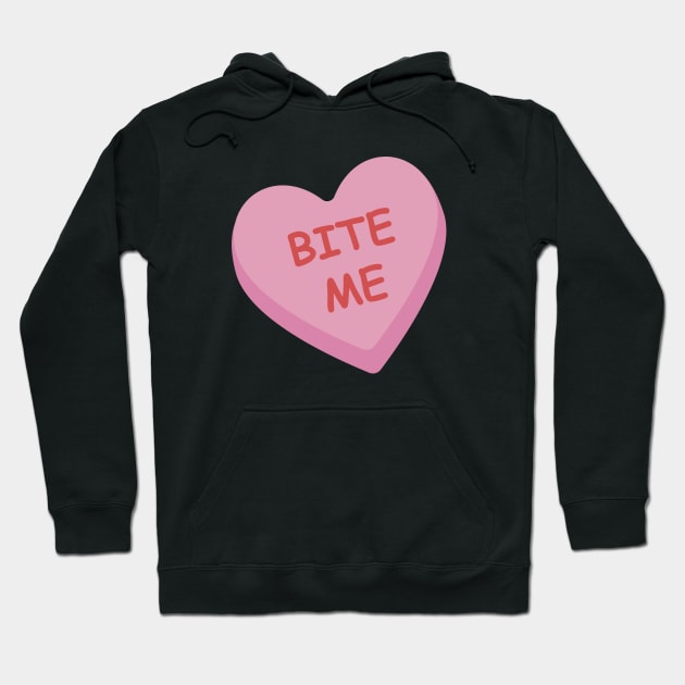 "Bite Me" Candy Heart Hoodie by burlybot